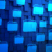 Futuristic windows desktop with file folders